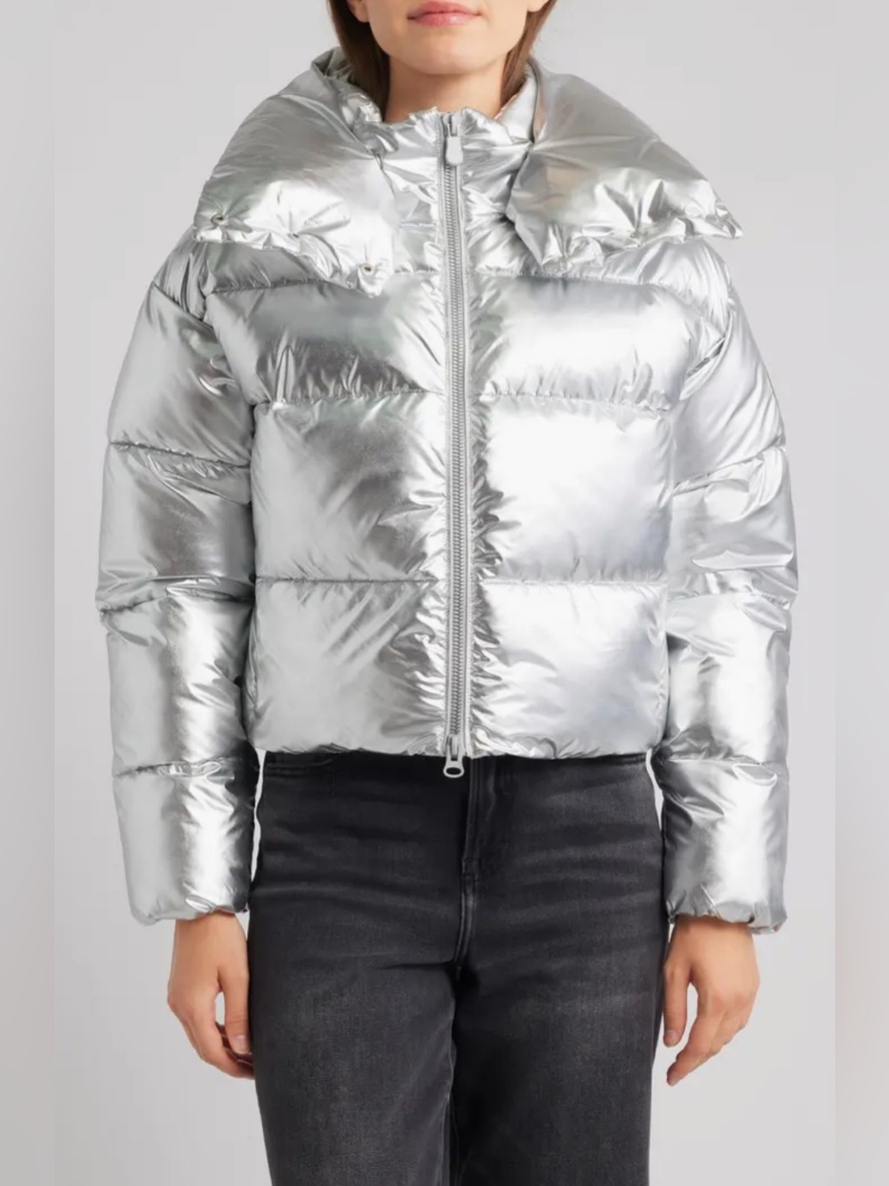 SAVE THE DUCK Giselle Windproof Crop Puffer Jacket Size-M Msrp $448